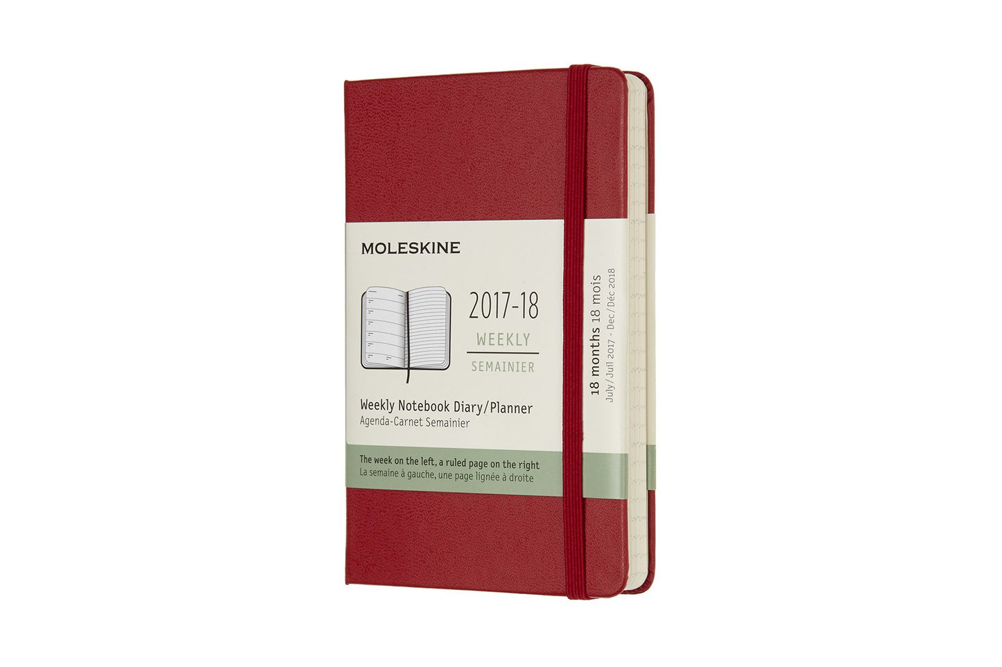 2018 Moleskine 18 Month Weekly Planner, Pocket, Scarlet Red, Hard Cover (3.5 x 5.5)