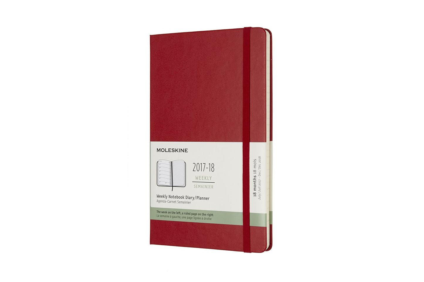 Moleskine 18 Month Weekly Planner, Large, Scarlet Red, Hard Cover (5 x 8.25)