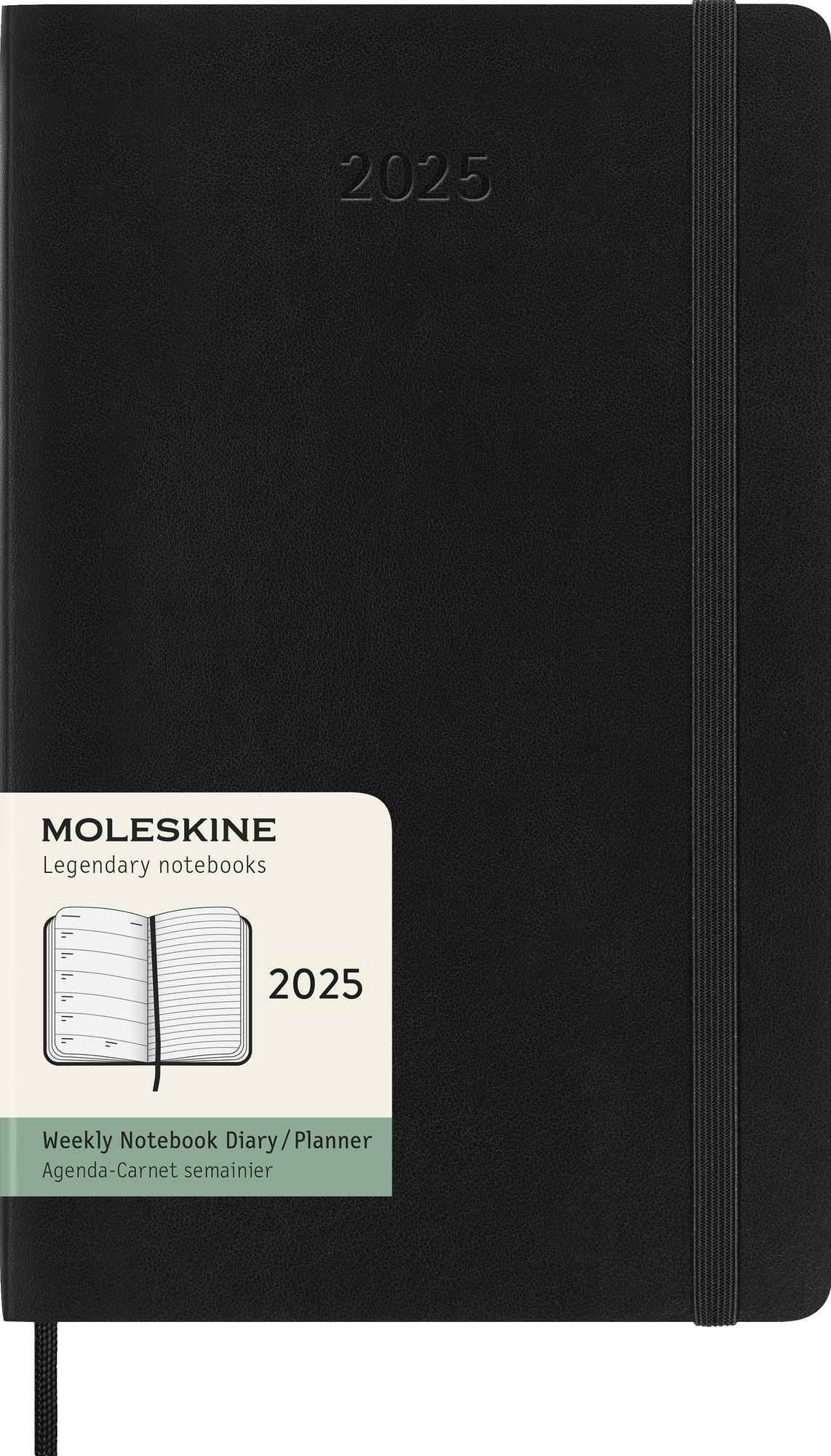 Moleskine Classic 12 Month 2025 Weekly Planner, Soft Cover, Large (5" x 8.25"), Black, 144 pages