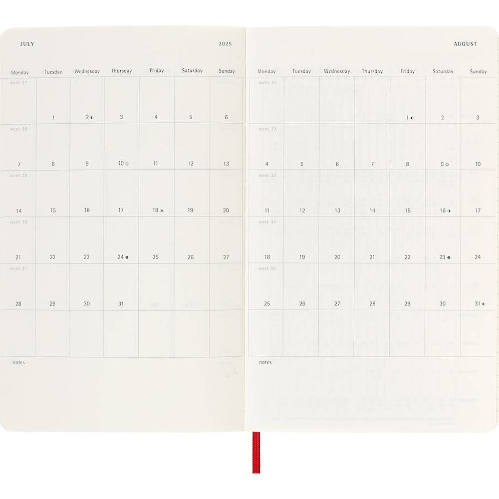 2025 Moleskine Scarlet Red Soft Cover Weekly Planner