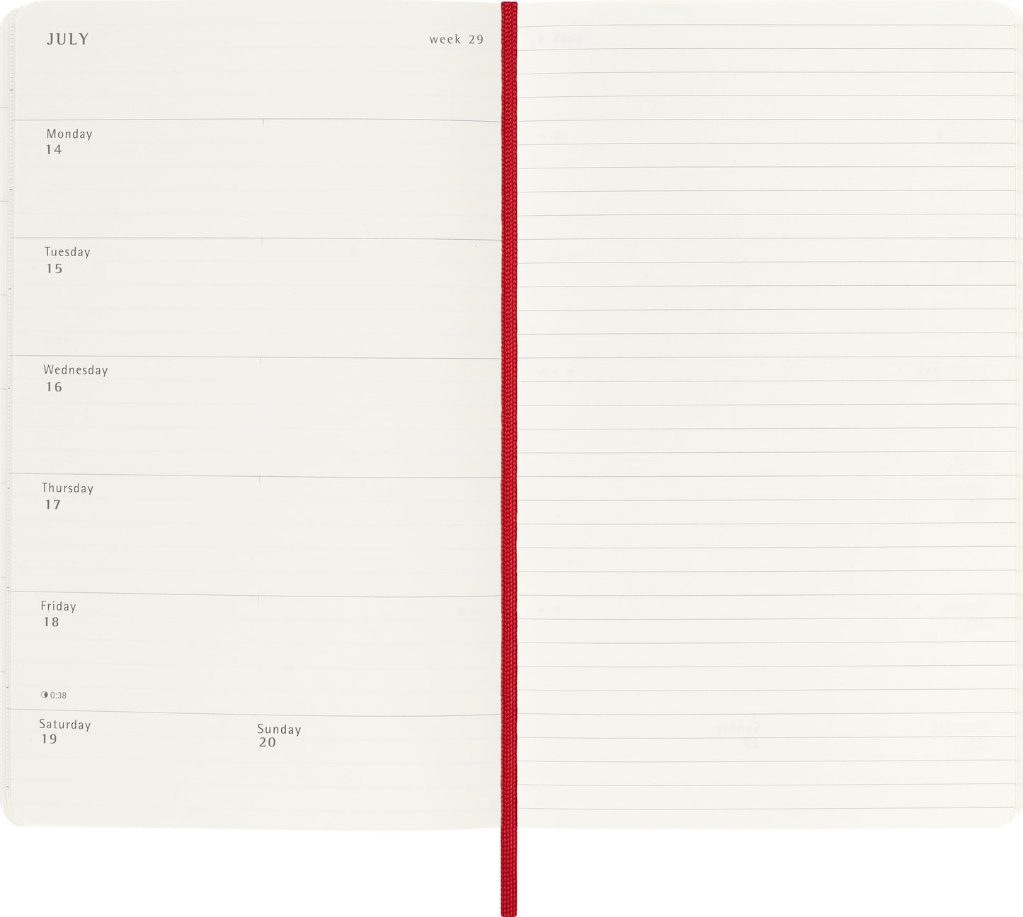 2025 Moleskine Scarlet Red Soft Cover Weekly Planner