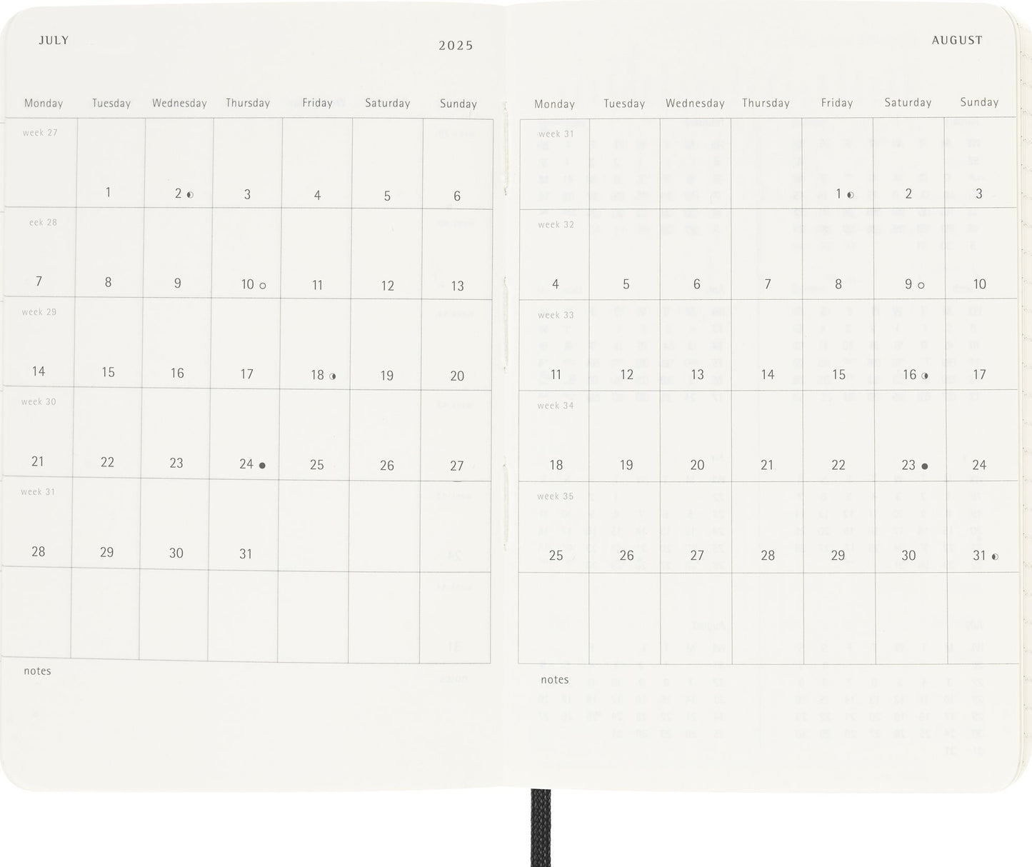 Moleskine Classic 12 Month 2025 Weekly Planner, Soft Cover, Pocket (3.5" x 5.5"), Black, 144 pages