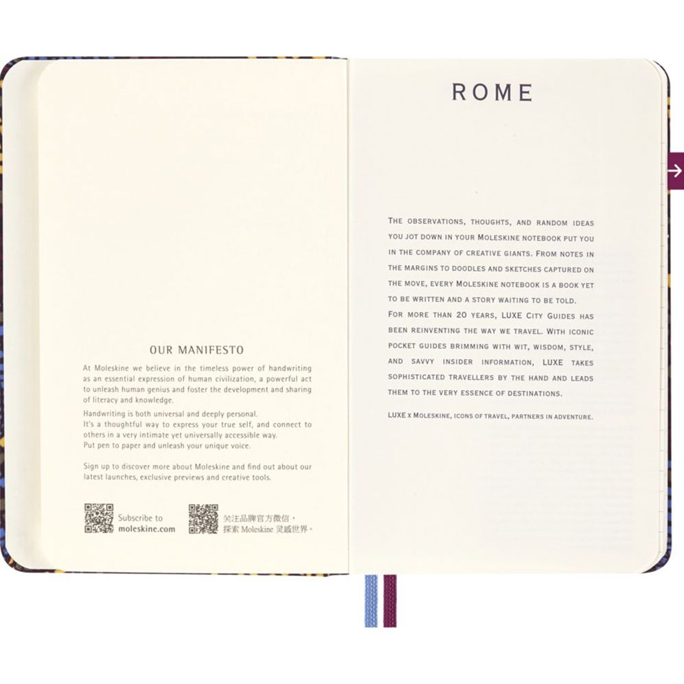 LUXE x Moleskine - Rome City Travel Guide Notebook, Pocket (3.5" x 5.5"), 112 pages