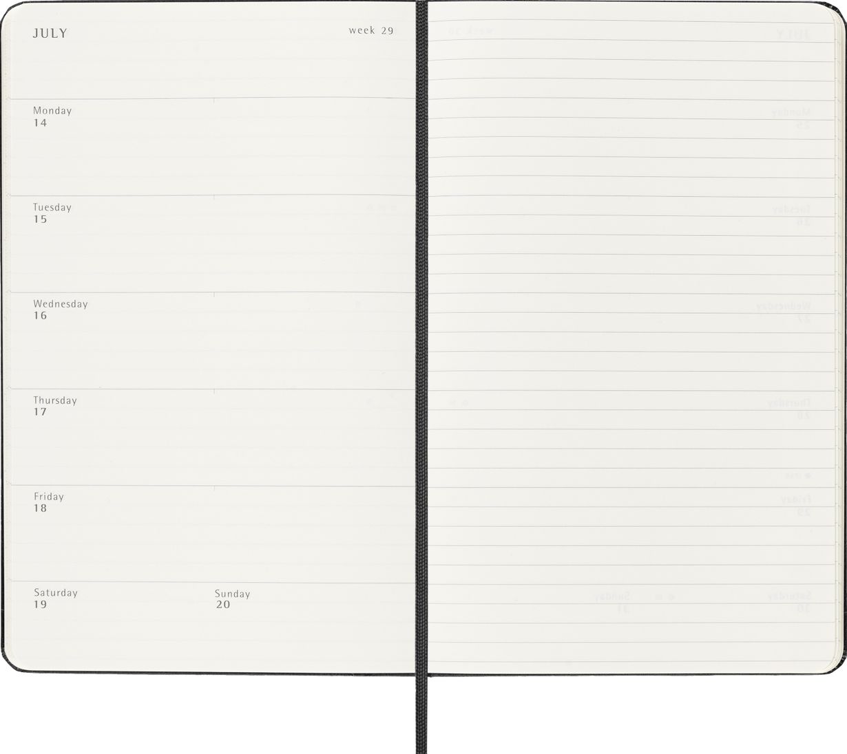 2025-2026 18M Black Large Hardcover Weekly Planner