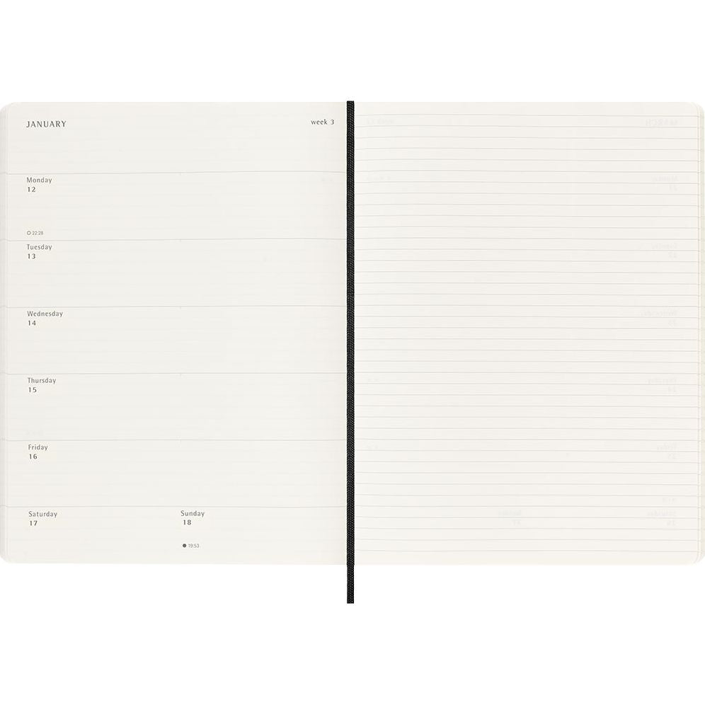 2025-2026 18M Black XL Softcover Weekly Planner