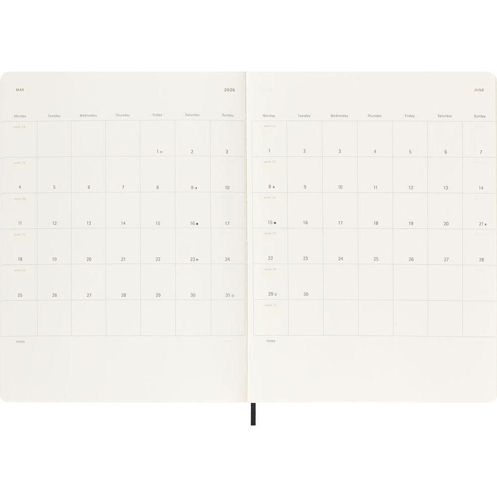 2025-2026 18M Black XL Softcover Weekly Planner