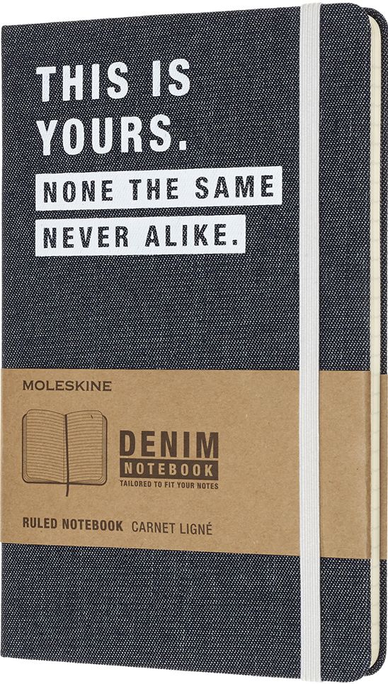 Moleskine Limited Collection Denim Notebook, Large, Ruled, Blue, This Yours, Hard Cover (5 x 8.25)
