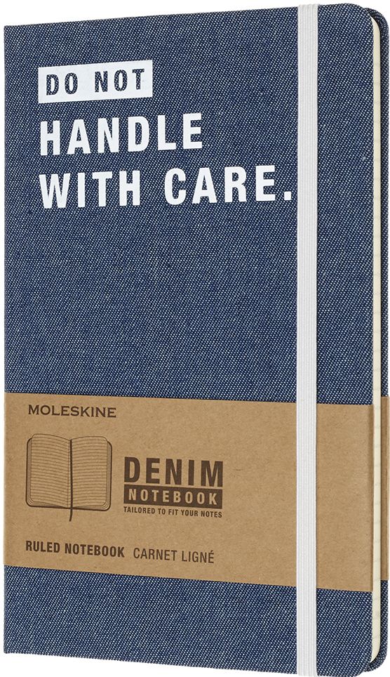 Moleskine Limited Collection Denim Notebook, Large, Ruled, Blue, Don't Handle, Hard Cover (5 x 8.25)