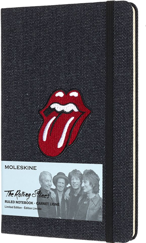 Moleskine Limited Edition Rolling Stones Notebook, Large, Ruled, Denim, Hard Cover (5 x 8.25)