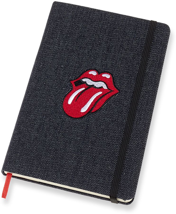Moleskine Limited Edition Rolling Stones Notebook, Large, Ruled, Denim, Hard Cover (5 x 8.25)