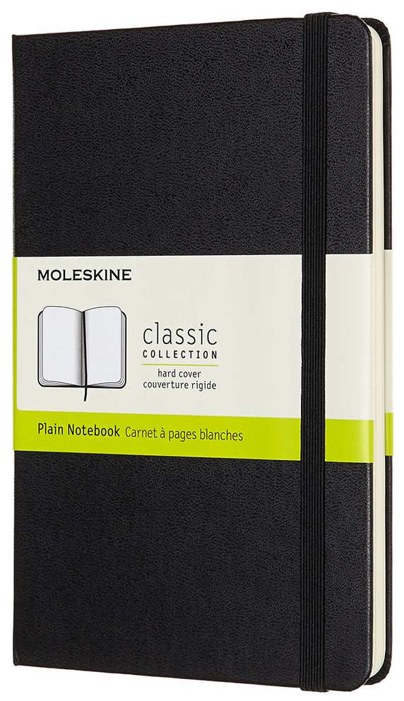 Moleskine Notebook, Medium, Plain, Black, Hard Cover (4.5 x 7)
