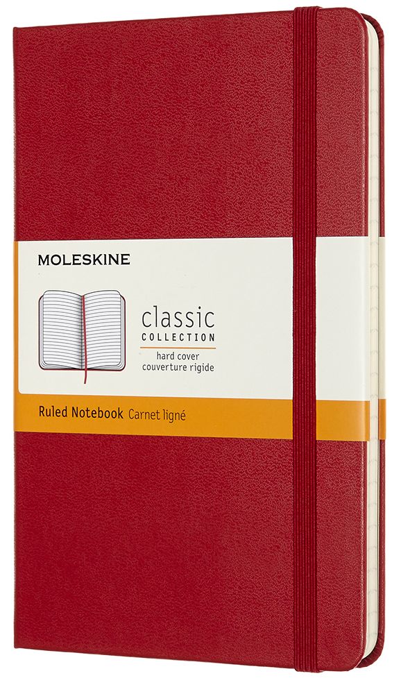 Moleskine Classic Notebook, Hard Cover, Scarlet Red, Medium with Ruled pages