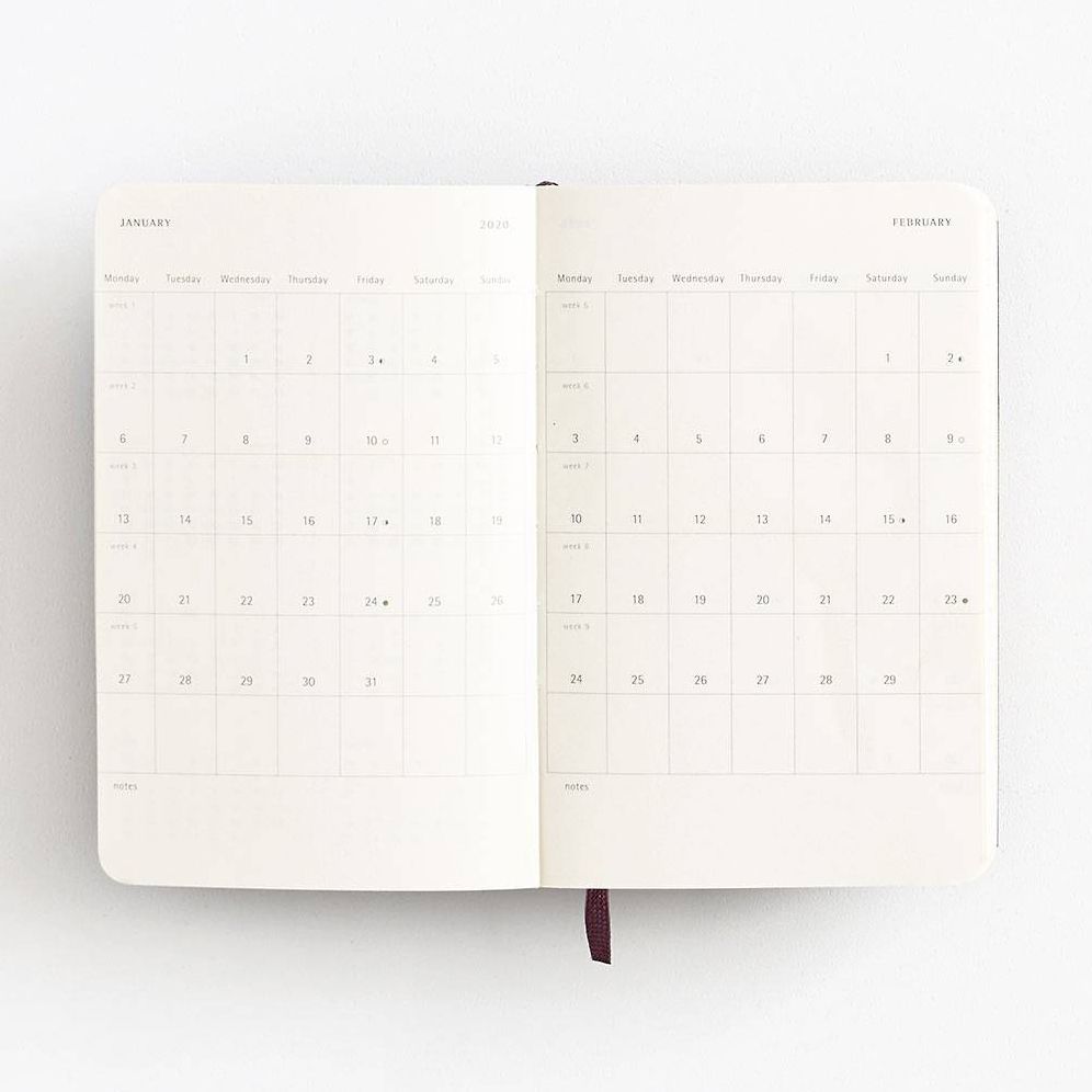 2019-2020 Weekly Black Pocket Planner