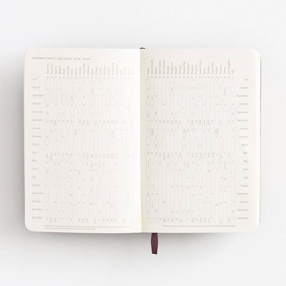 2019-2020 Weekly Black Pocket Planner