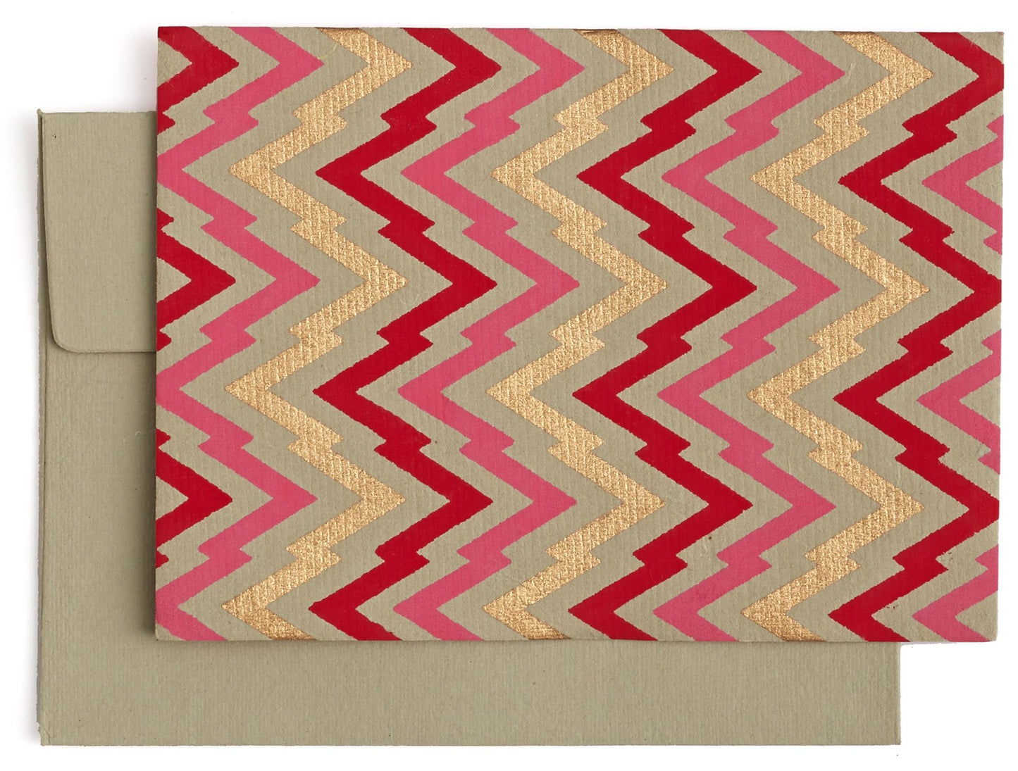 Pink and Gold Chevron Pattern Boxed Note Cards Set of 10