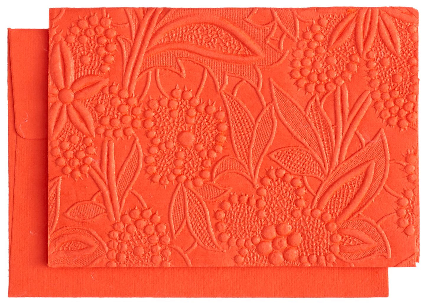 Floral Embossed Tangerine Boxed Note Cards Set of 10