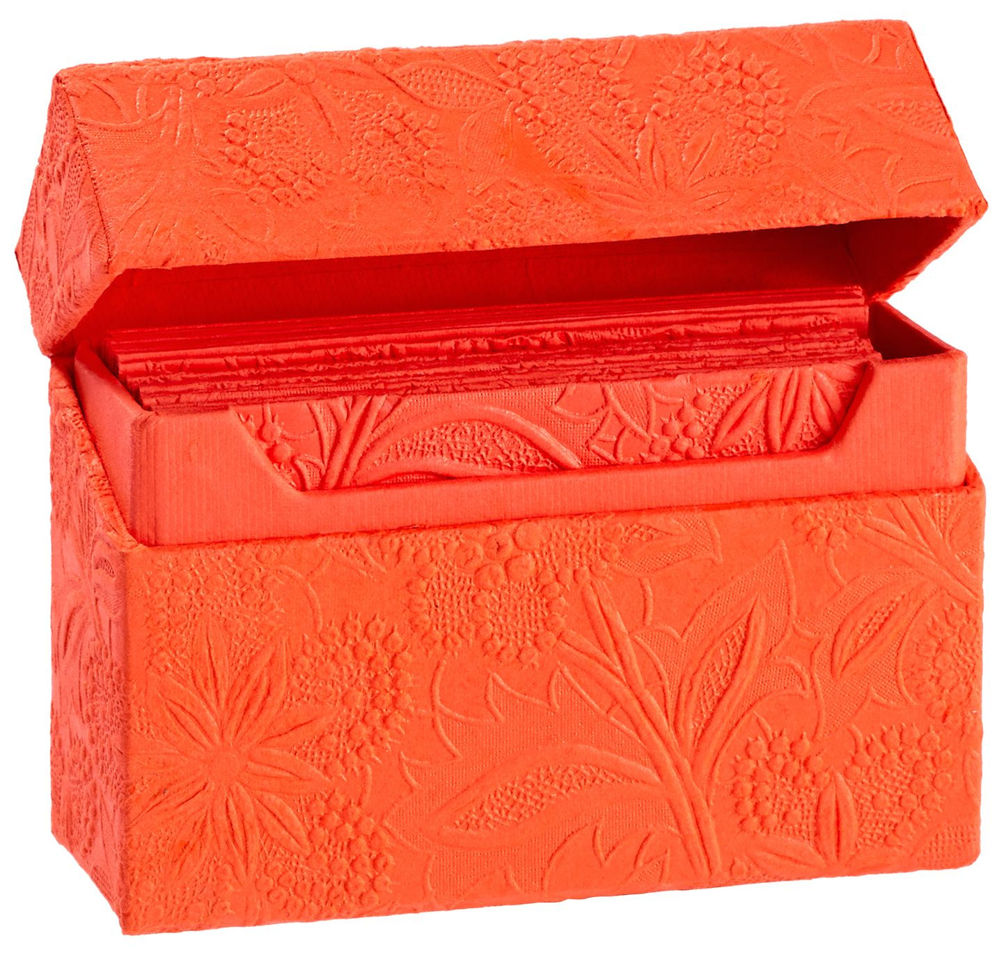 Floral Embossed Tangerine Boxed Note Cards Set of 10