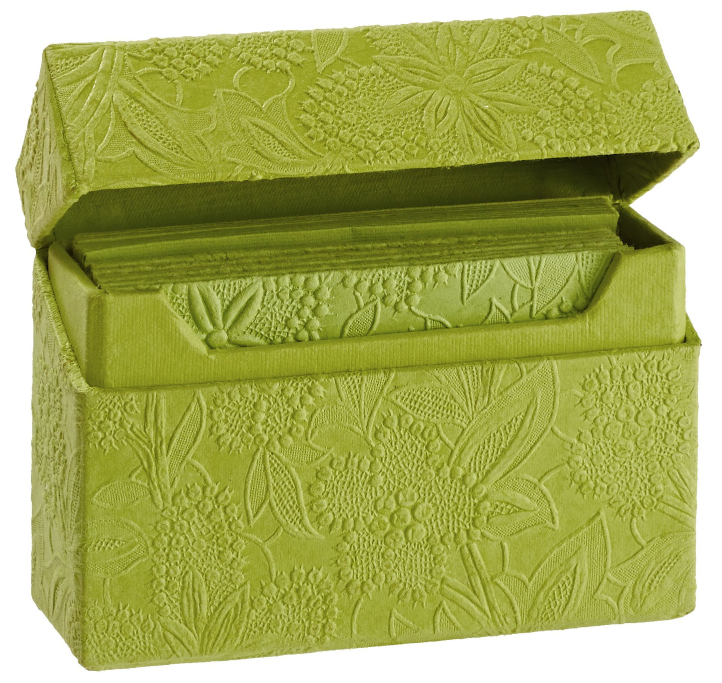Floral Embossed Lime Boxed Note Cards Set of 10