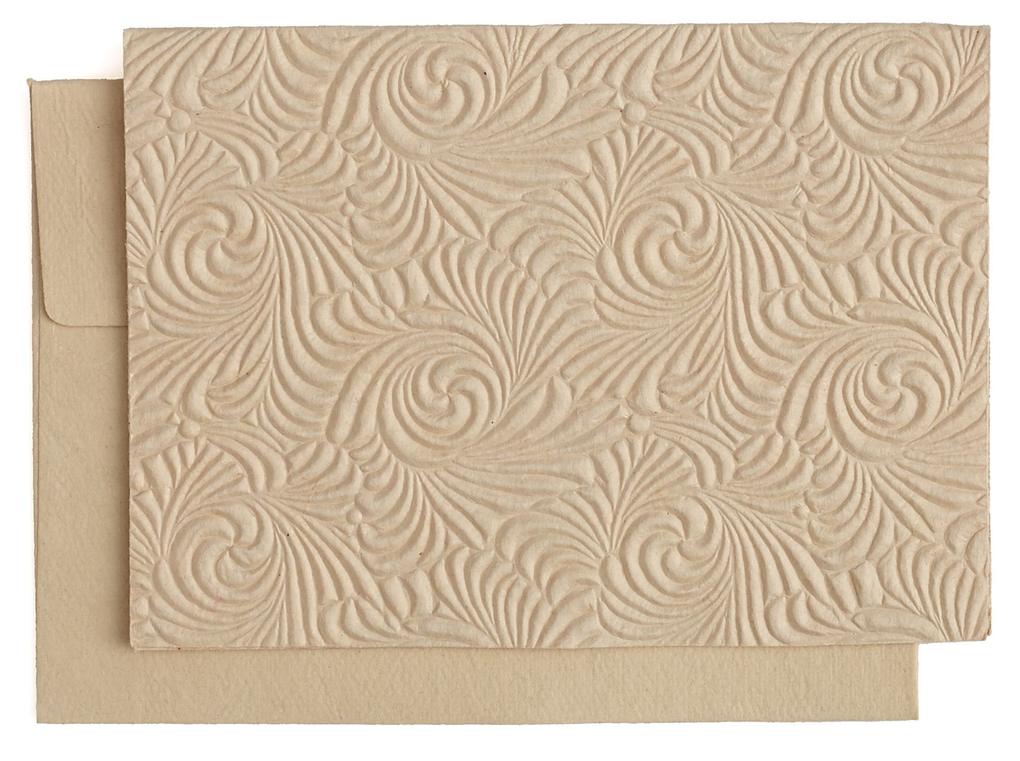 Tan Swirl Hand Embossed Boxed Note Cards Set of 10