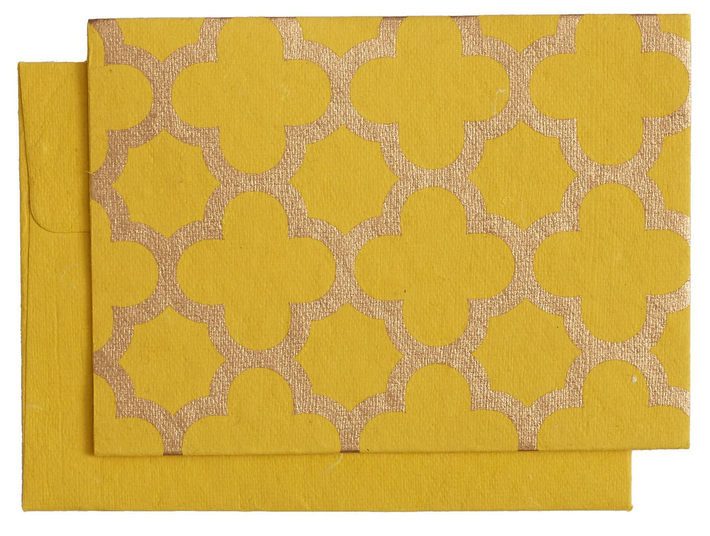 Solstice Yellow with Gold Foil Pattern Note Cards Set of 10
