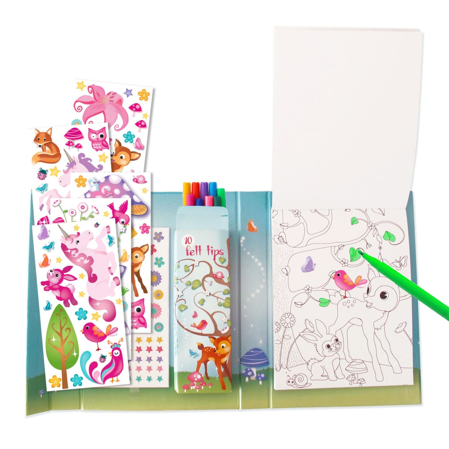 Fun2Give Pop-it-up Enchanted Forest Combo Set Play Box with Play Mat & Coloring Set