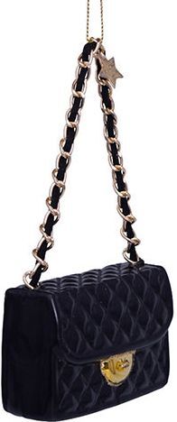 Black Fashion Bag Glass Ornament