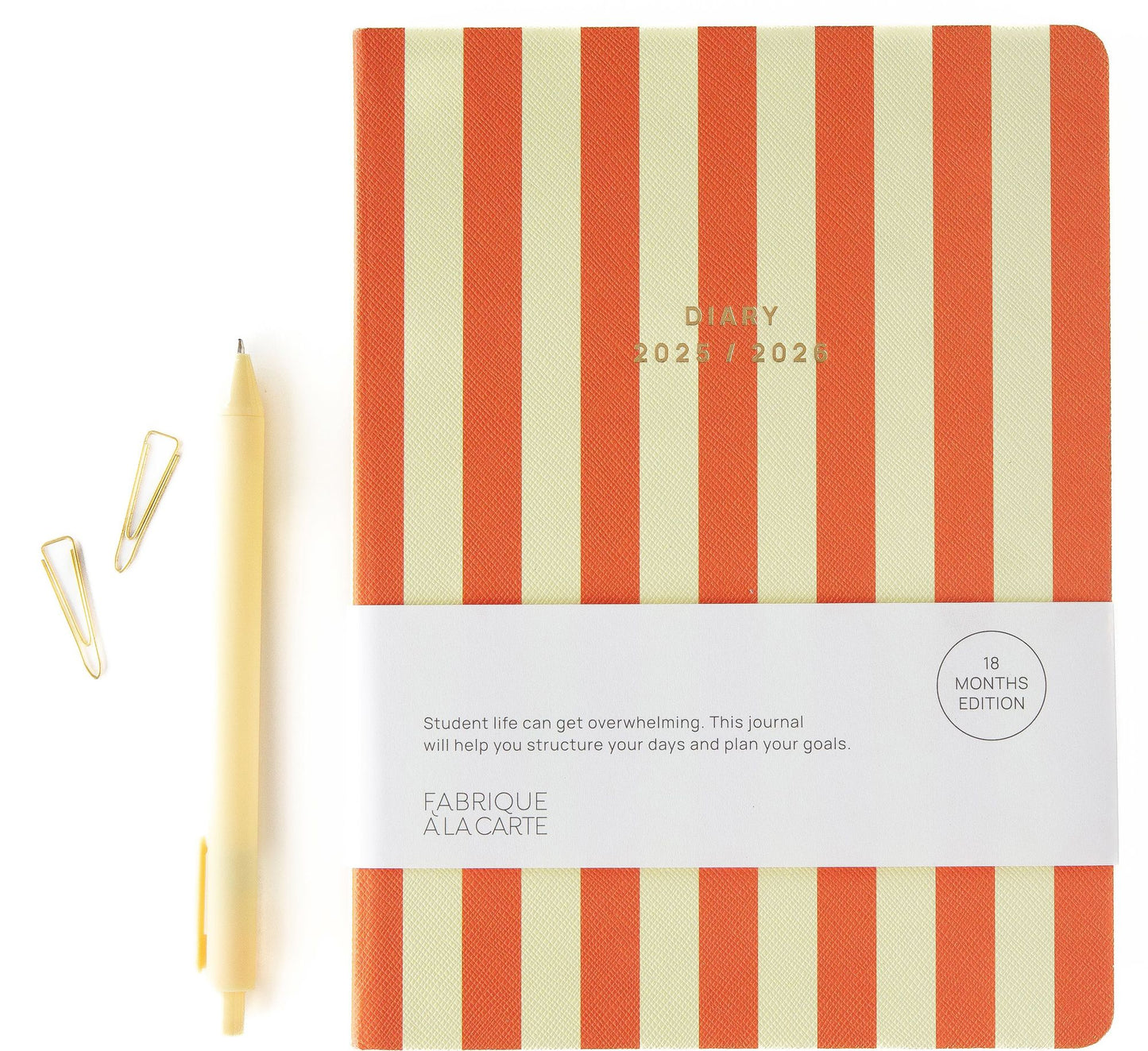 2025-2026 Fabrique a la Carte School Diary Striped Red 18 month Planner