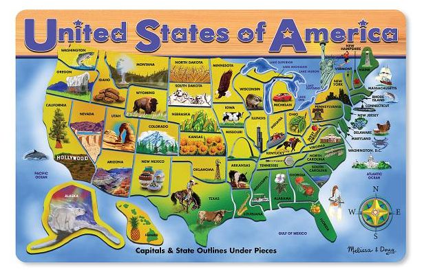 U.S.A. Map: Puzzles (Wooden) - Mini/Classic Puzzles
