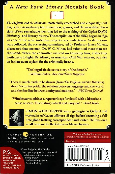 Professor and the Madman: A Tale of Murder, Insanity, and the Making of the Oxford English Dictionary