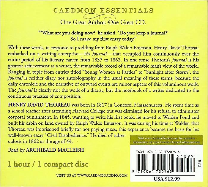 Essential Thoreau CD: Essential Thoreau CD