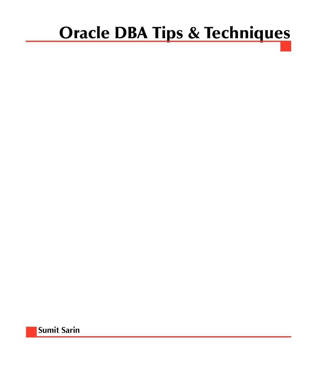 Oracle8 Dba Tips And Techniques