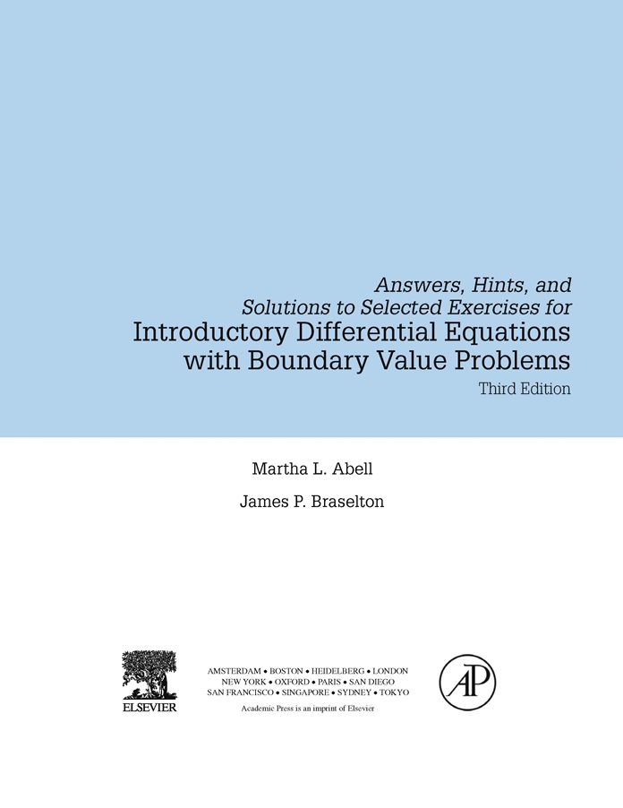 Introductory Differential Equations: with Boundary Value Problems, Student Solutions Manual (e-only)