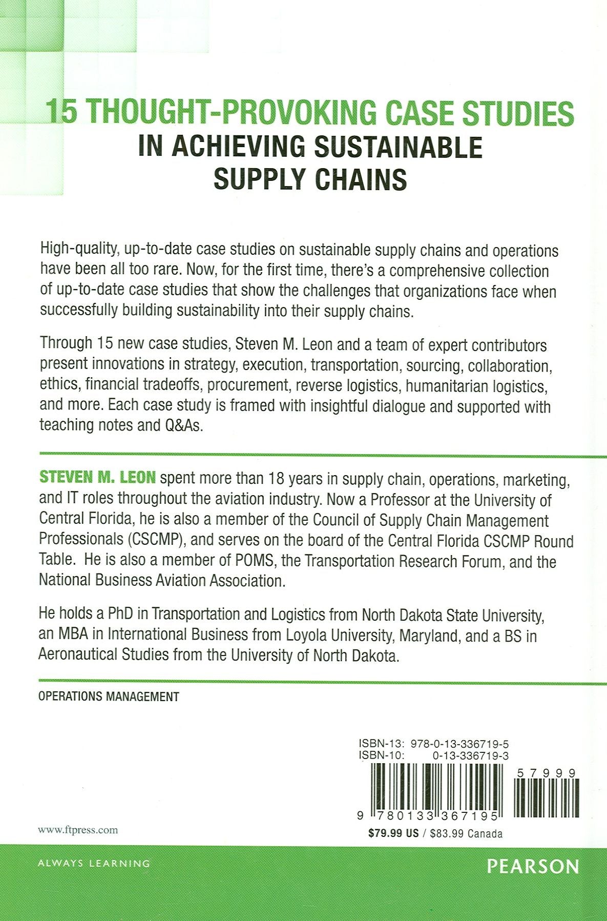 Sustainability in Supply Chain Management Casebook: Applications in SCM