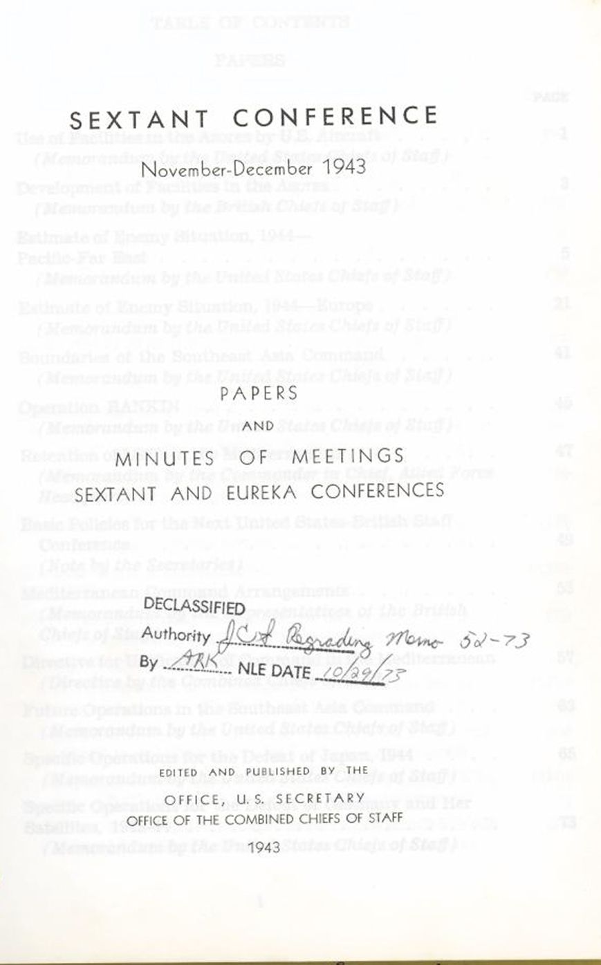 The Sextant, Eureka, and Second Cairo Conferences: November-December 1943
