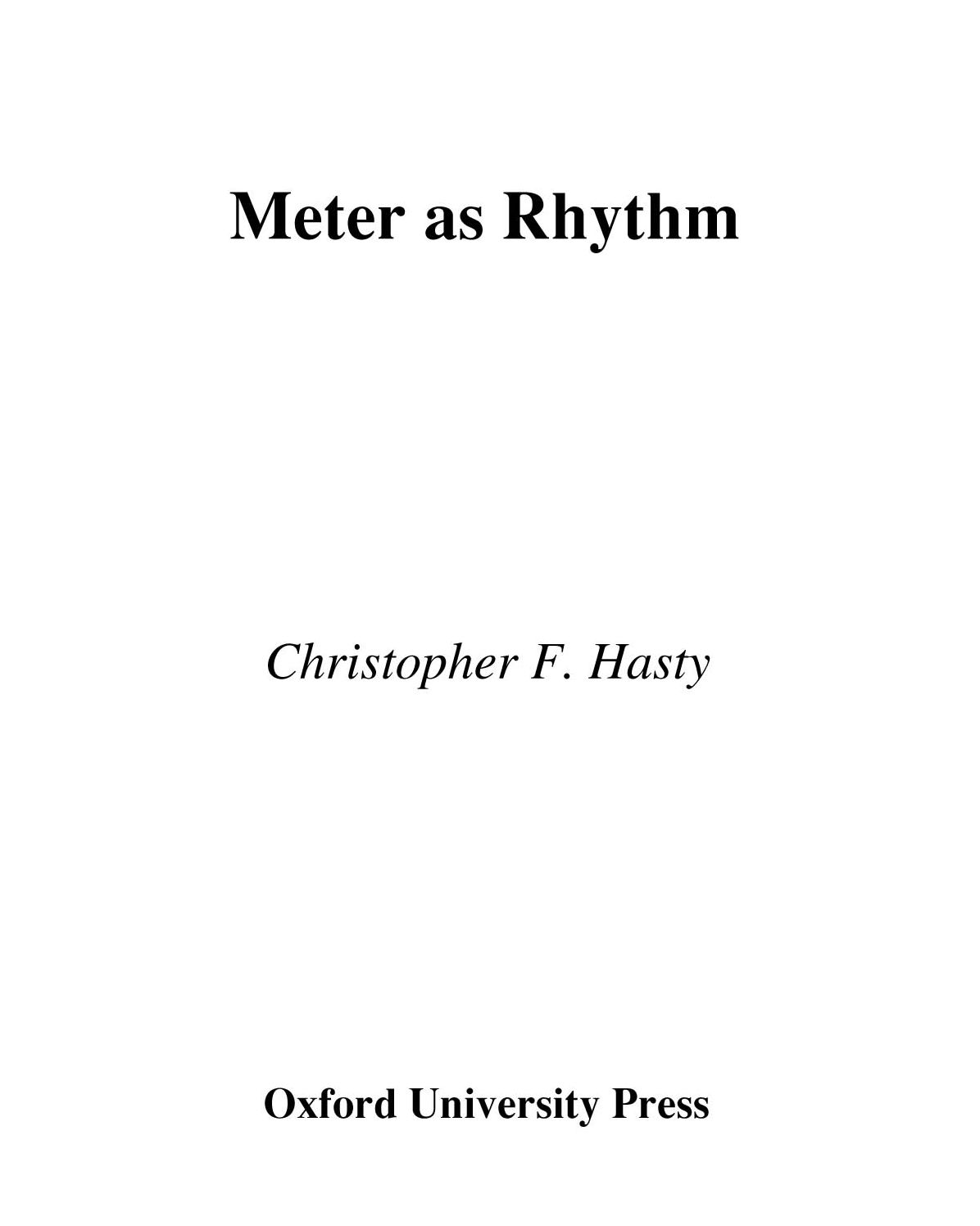 Meter As Rhythm