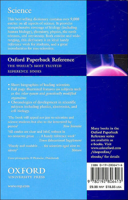 A Dictionary of Science (Oxford Paperback Reference Series)
