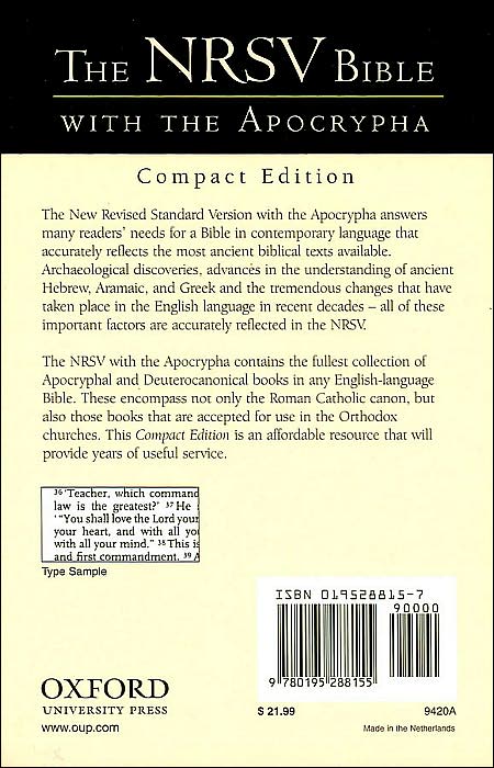 The NRSV (New Revised Standard Version) Compact Bible with the Apocrypha