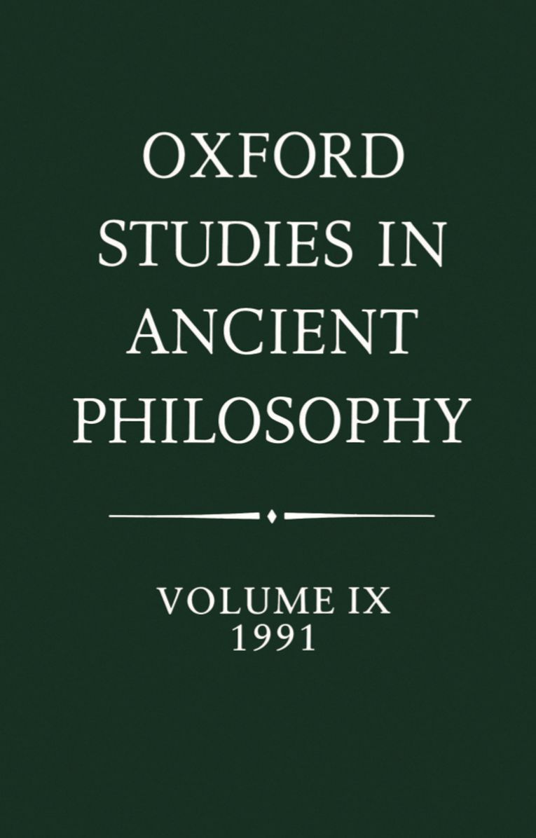 Oxford Studies in Ancient Philosophy: 1991