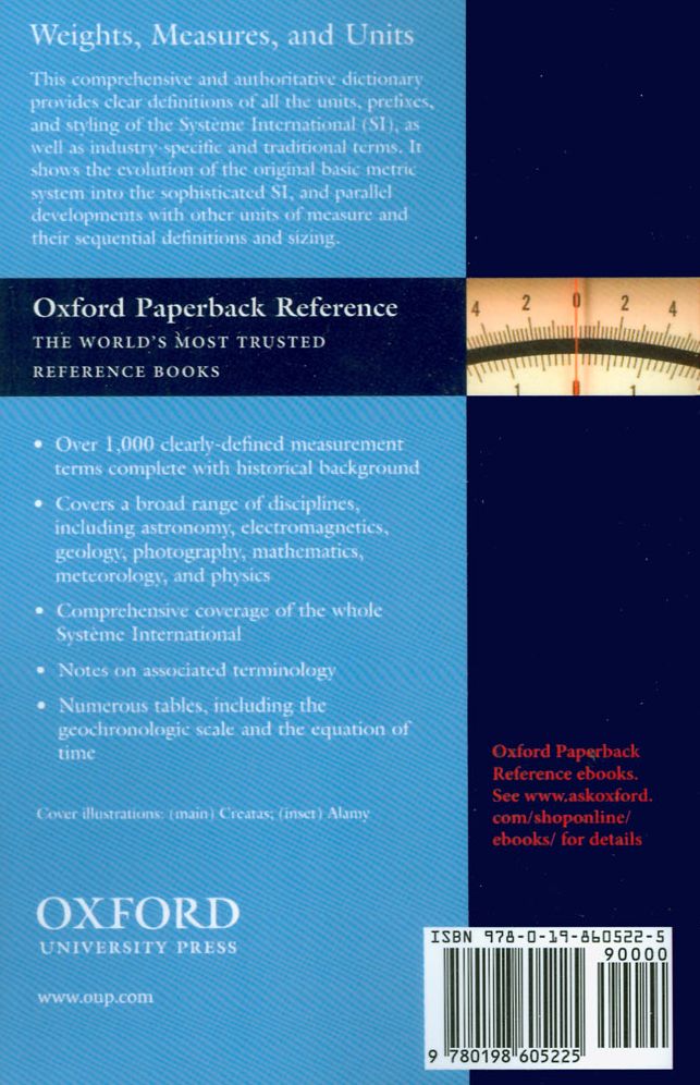 A Dictionary of Weights, Measures, and Units (Oxford Paperback Reference Series)