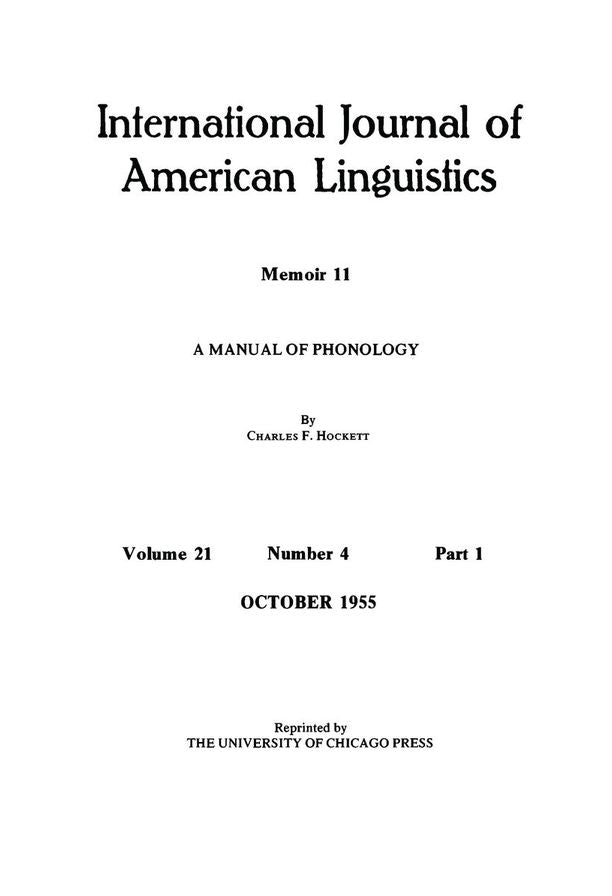 A Manual of Phonology