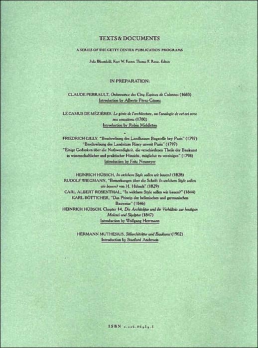 Modern Architecture: A Guidebook for His Students to This Field of Art (Texts and Documents Series)