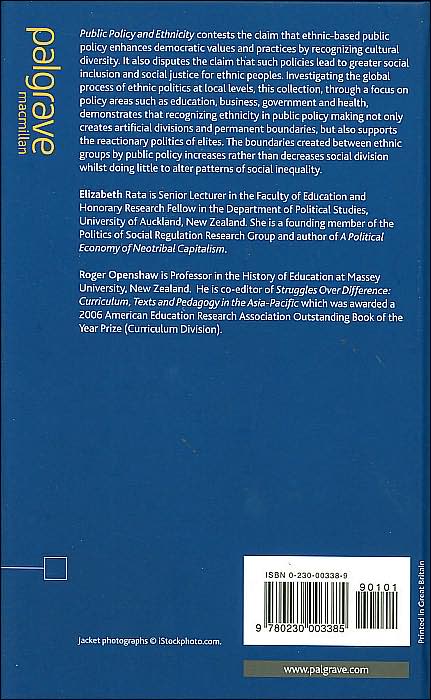Public Policy and Ethnicity: The Politics of Ethnic Boundary Making