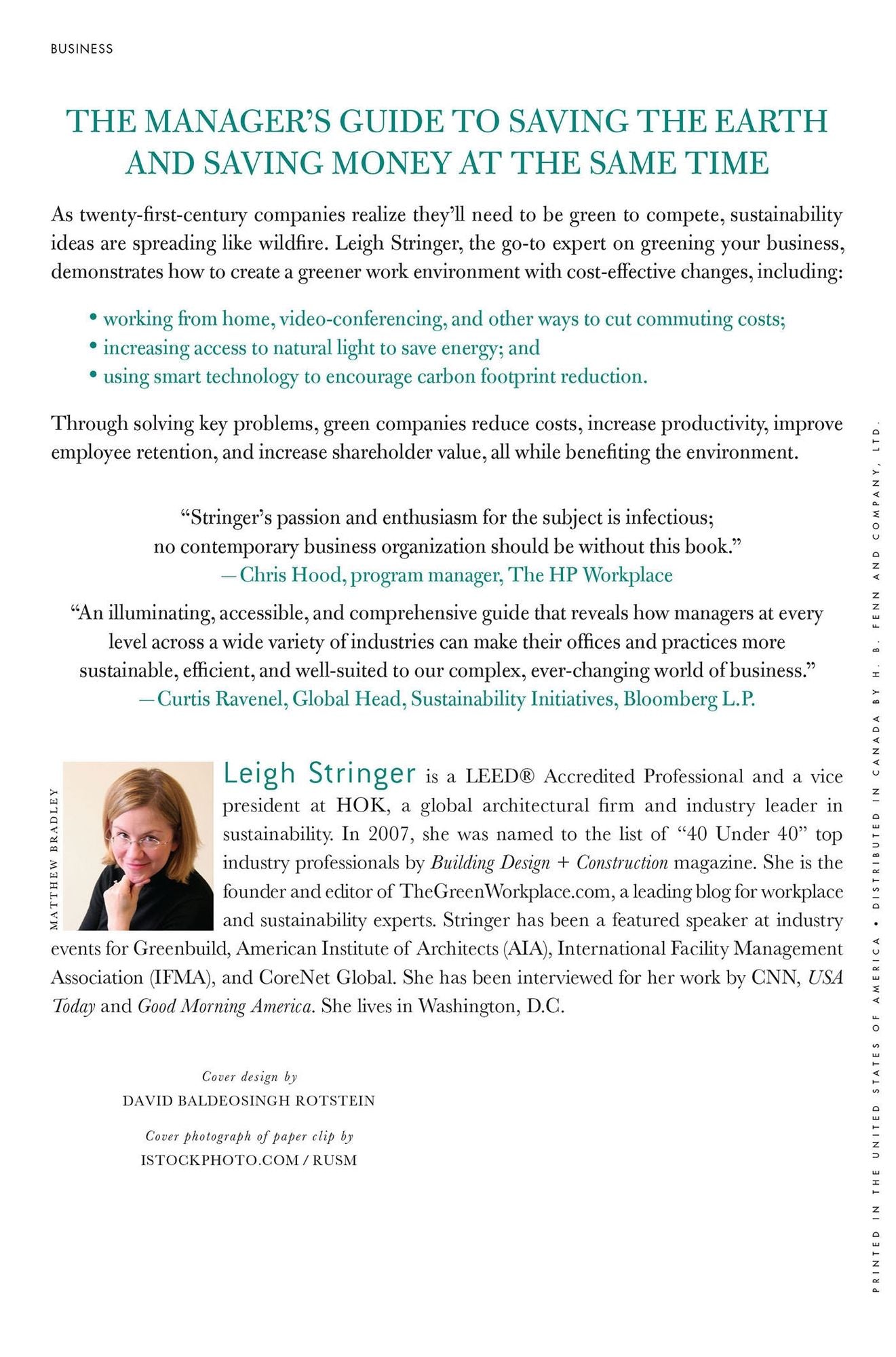 The Green Workplace: Sustainable Strategies That Benefit Employees, the Environment and the Bottom Line