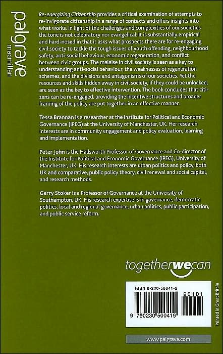 Re-energizing Citizenship: Strategies for Civil Renewal