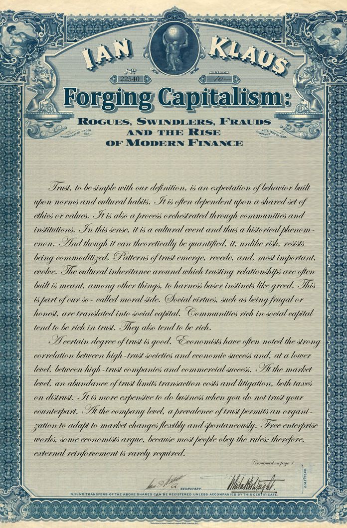 Forging Capitalism: Rogues, Swindlers, Frauds, and the Rise of Modern Finance
