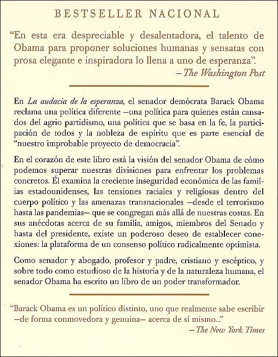 La audacia de la esperanza: Reflexiones sobre cómo restaurar el sueño americano (The Audacity of Hope: Thoughts on Reclaiming the American Dream)