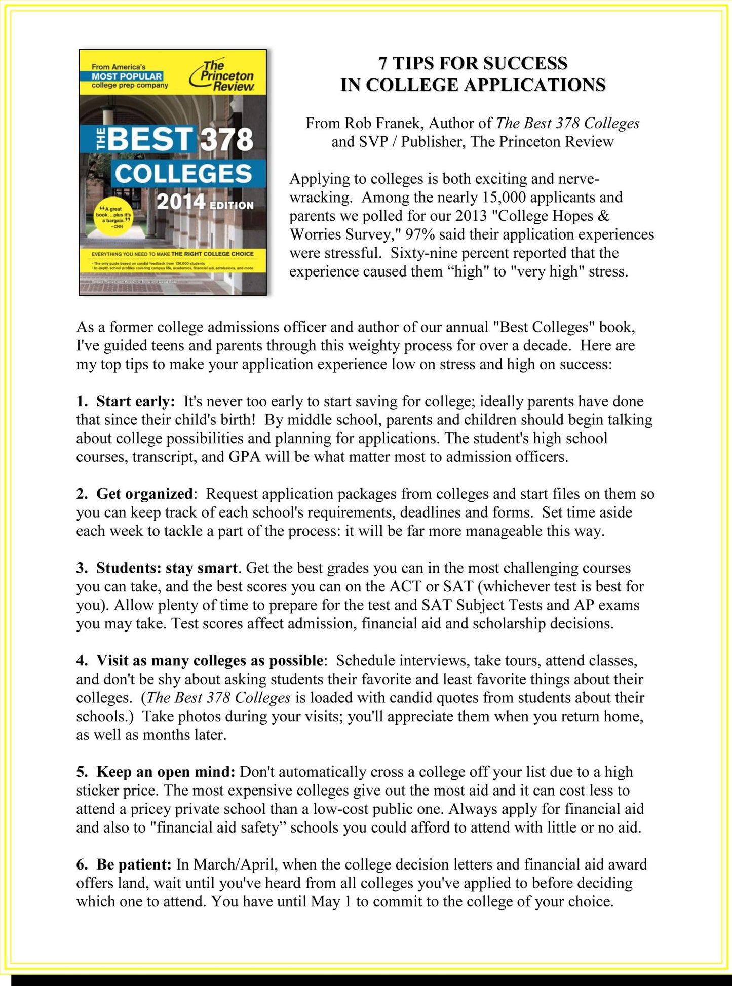 The Best 378 Colleges, 2014 Edition