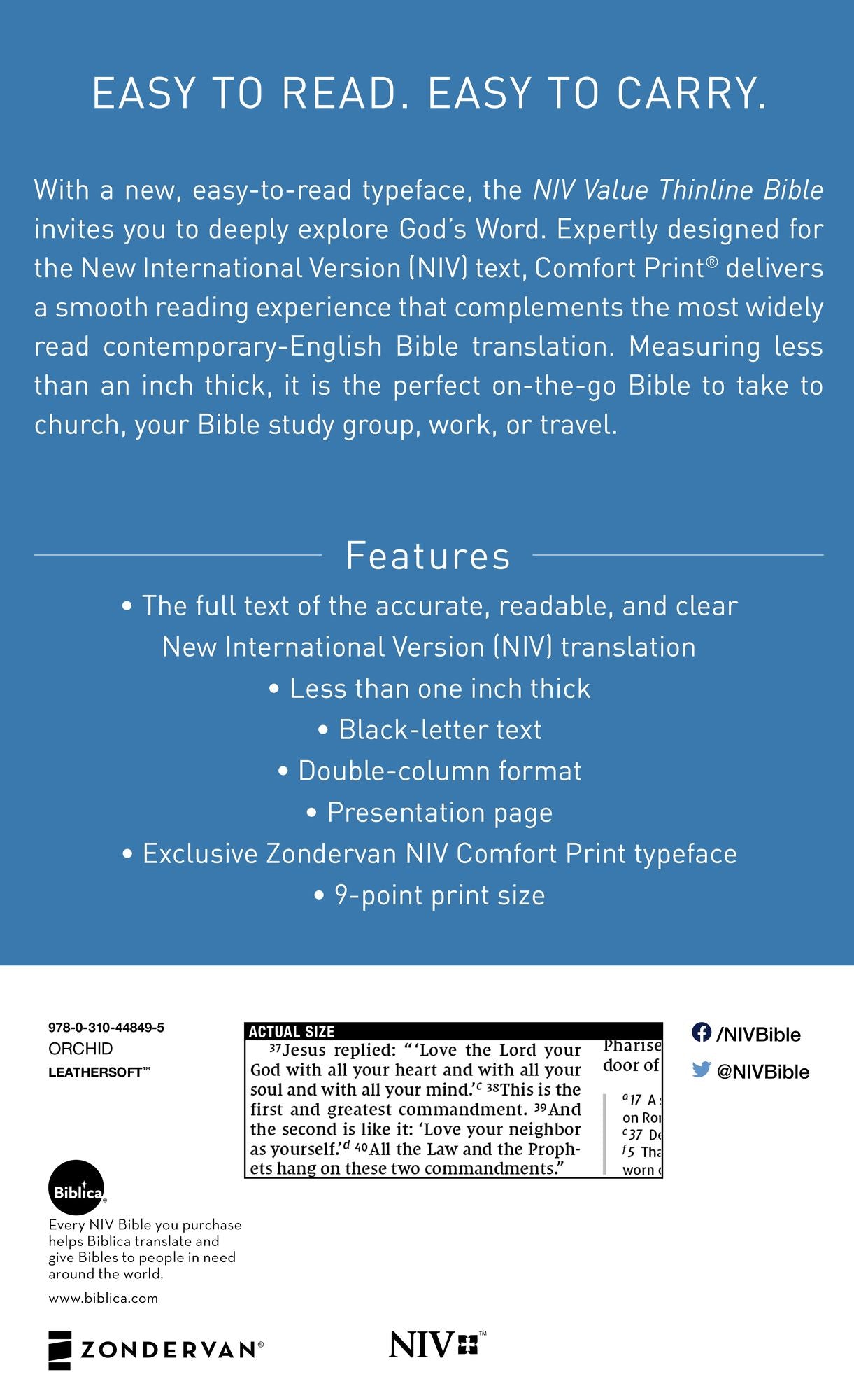 NIV, Value Thinline Bible, Imitation Leather, Pink