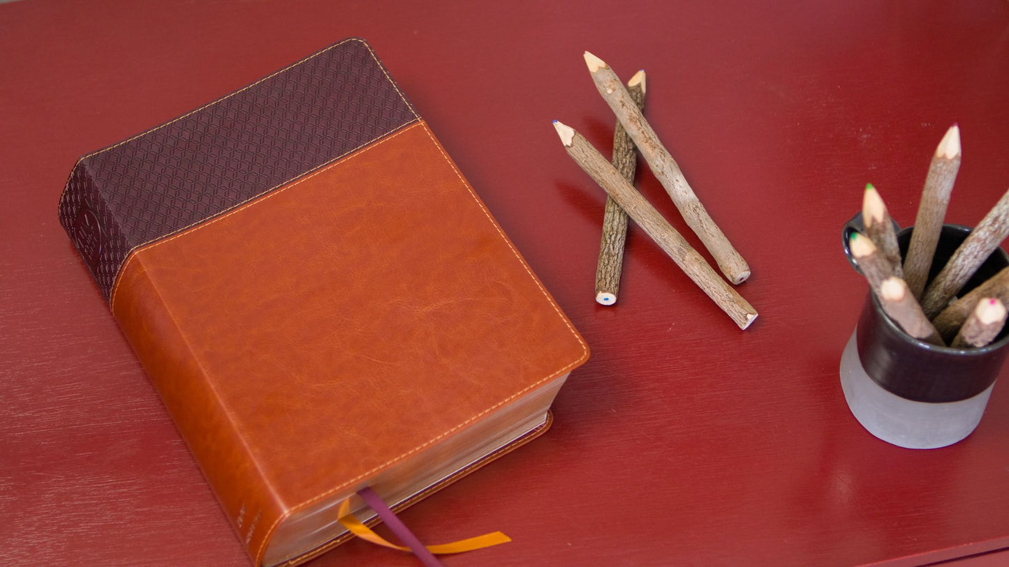 NIV Study Bible, Fully Revised Edition, Large Print, Leathersoft, Brown, Red Letter, Comfort Print
