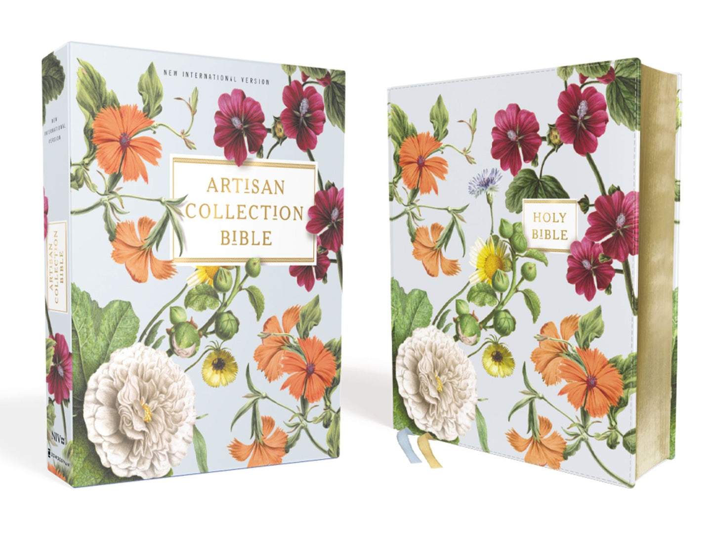 Niv, Artisan Collection Bible, Leathersoft, Blue Floral, Red Letter Edition, Comfort Print